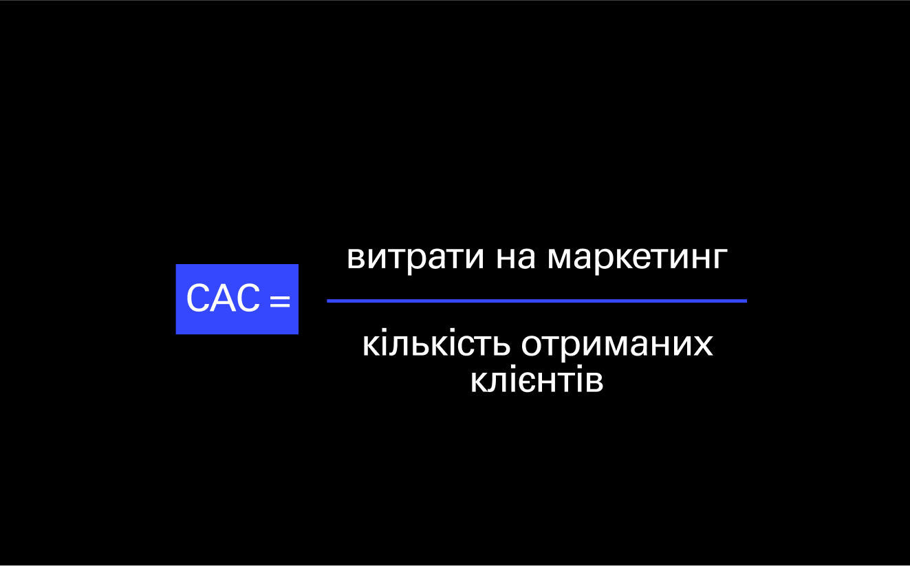 Формула, як вирахувати метрику CAC.