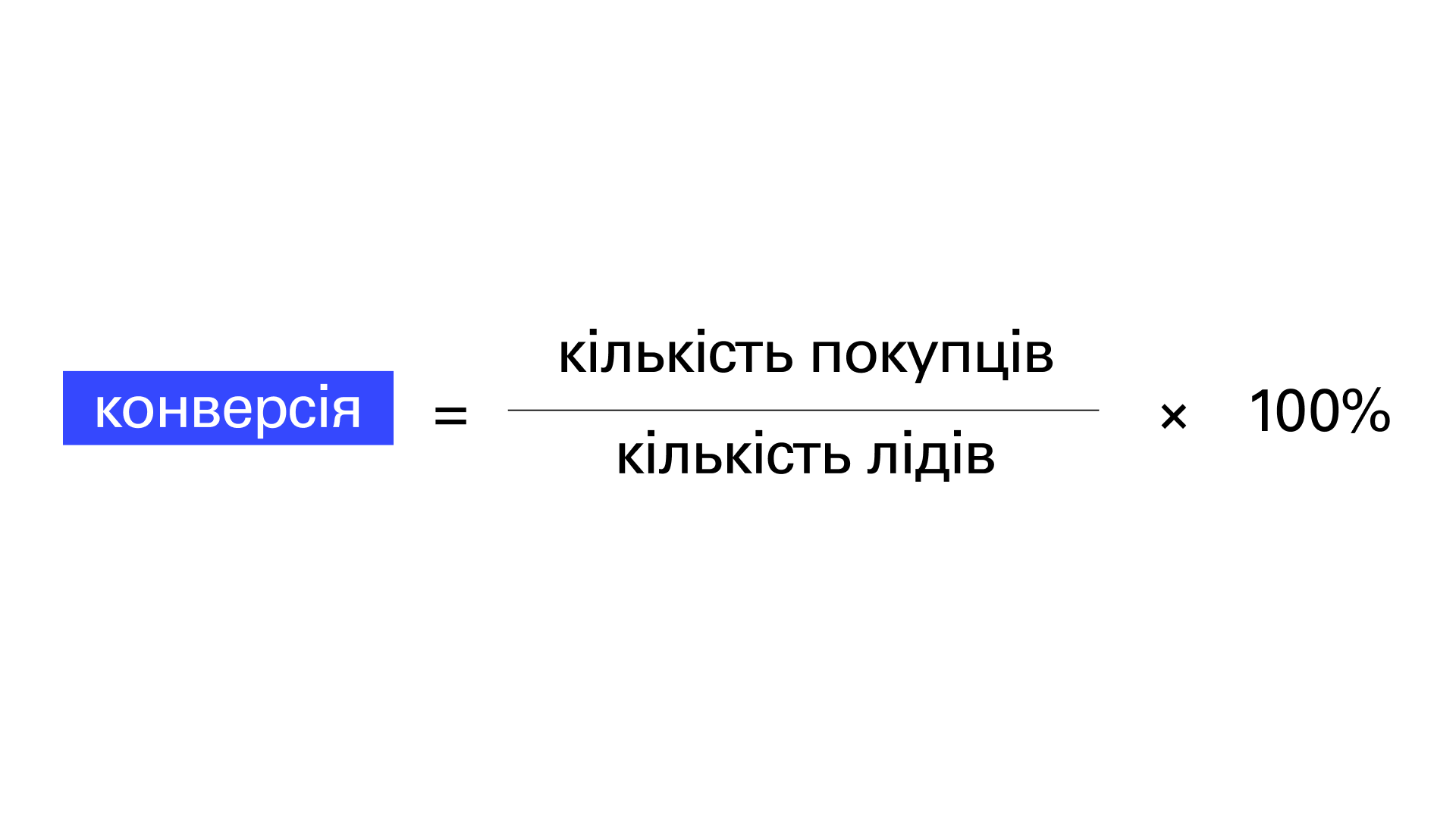 Формула, щоб вирахувати конверсію.