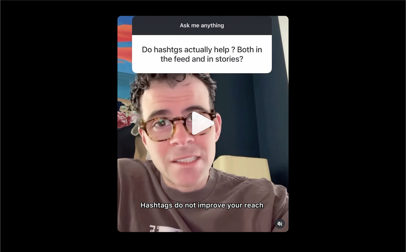 Як алгоритми Instagram реагують на хештеги: скріншот з Q&A Адама Моссері.